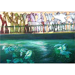 L'ISLE-SUR-LA-SORGUE - PASSERELLE SUR LA SORGUE - 35 cm x 24 cm - Acrylique sur toile de Michel BECKER
